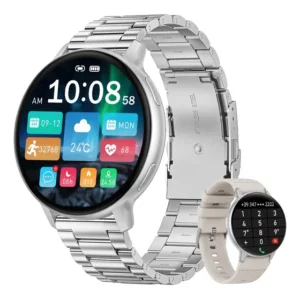 Smartwatch Relógio Digital Original Homem Feminino Bluetooth Prateado Aço Inoxidável