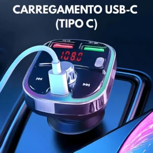 Carregador Transmissor Veicular Mp3 Player Bluetooth Rgb 18w
