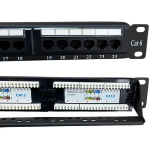 Patch Panel 24 Portas Cat6 Rj45 Rede Lan Utp Certifica Giga c/Guia Traseira - LINK+