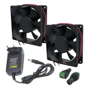 Micro Ventilador 80x80x25 12v Cooler Ventoinha (2pç) + Fonte