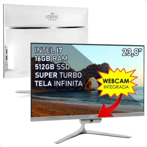 Computador All In One Intel i7 16GB RAM 512GB SSD Tela 23,8" Full HD Strong Tech