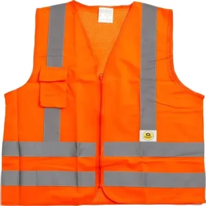 Colete Refletivo Laranja Super Safety Com Zíper E Bolso