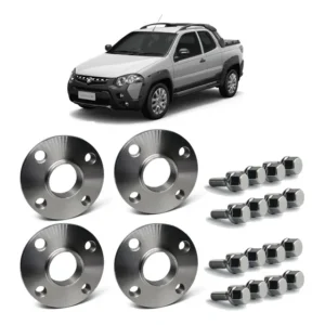 4 Espaçador Alargador De Rodas 15mm Fiat Strada Até 2020