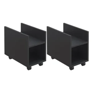 Kit 02 Suportes Para Cpu E Nobreak Com Rodízios Guide Preto Preto