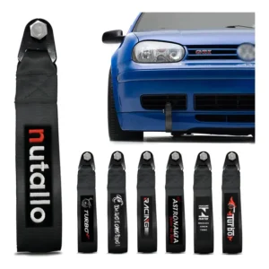 Tow Strap Hook Cinta Para Reboque Fita Esportiva Tuning Cor Preto com Bordado Nutallo