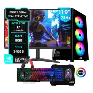 Pc Gamer Completo Setup Ninja Storm I, Intel Core I7, 16gb Ram, Ssd 240gb, Monitor 19 , Kit Periféricos