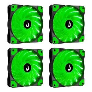 Kit Com 4 Cooler Fan 120mm 12cm Led Wind W1 Rise Mode Rm-wn Led Verde