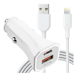 Carregador Celular Carro Usb + Usb-c 45w Com Cabo P/ iPhone