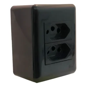 Tomada Dupla 10a Sistema X Externa Preta Overlap Blux