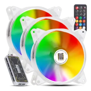 Kit 3 Cooler Fan 120mm Rgb Gabinete Controlador Hub Controle Branco