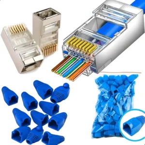 Kit 20 Conectores Rj45 Cat6 Blindados Ez-crimp + 20 Capas