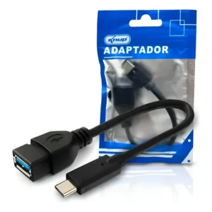 Kit 3 Adaptador Otg Tipo C Macho Usb Femea Preto