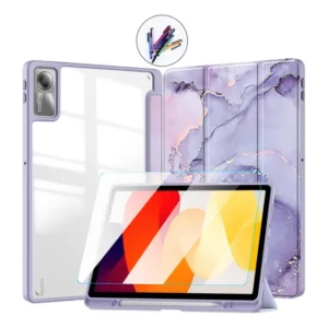 Kit Case Para Tablet Xiaomi Redmi Pad Se 11 + Caneta + Vidro Cor Lilas Marmorizado