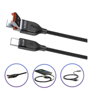 Cabo Usb-c 2 Em 1 Adaptador Usb 60w Turbo Kaidi Reforçado Preto Cabo Usb-c 2 Em 1 Adaptador Usb 60w Turbo Reforçado