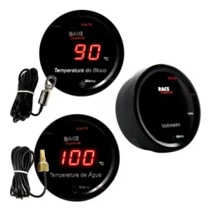 Kit Medidor Temperatura Agua Marcador Bloco Motor Voltimetro
