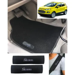 Tapete Automotivo Carpete Bordado Ford Carro Focus Fiesta Ecosport Fusion Ka Edge+capa Protetora Cinto Segurança-confort