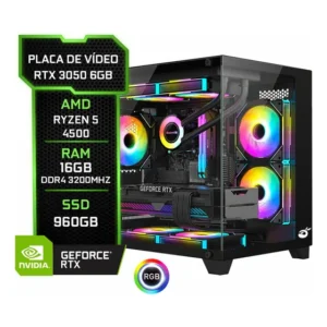 Pc Gamer Setup Ninja Kratos Iv, Rtx 3050 6gb, Amd Ryzen 5 4500, 16gb Ddr4, Ssd 960gb