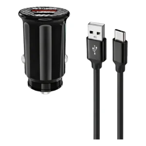 Carregador Veicular Turbo 20w Kit Com Cabo Automotivo Carro Preto