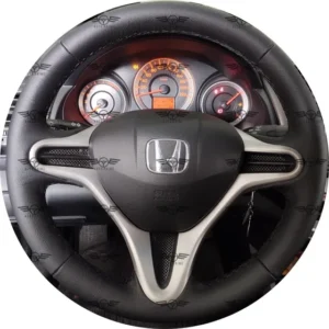 Capa De Volante Costurada City Fit 09 Até 14 Couro Legítimo