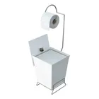 Lixeira Com Suporte Cromado De Papel Higiênico Branca Branco - Imagem 6