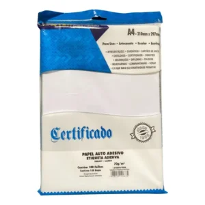 Papel Autoadesivo Masterprint A4 70g Etiqueta Adesiva 100 Folhas Branco