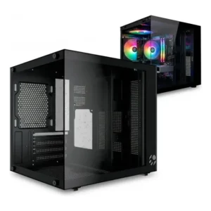 Gabinete Gamer Aquário Vidro Temperado Compacto Sem Fans Preto