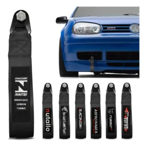 Fita De Reboque Tuning Para Astra Monza Focus Tow Strap Hook Cor Preto Com Bordado Legalizado