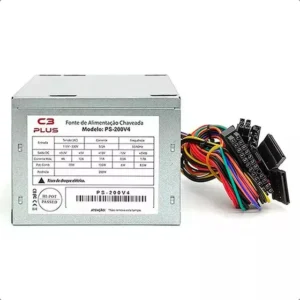 Fonte Para Pc 200w Reais Prateada Atx C3tech Ps200v4 Bivolt Prateado