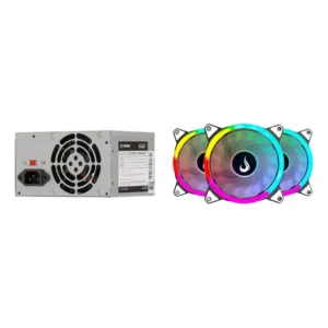 Kit Gamer: Fonte Atx 200w Ventilação Silenciosa Prata + 3 Fans Gamer Energy Argb 120mm Controle