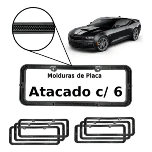 Kit Pack 6 Molduras De Placa Preta Traseira E Dianteira Cor Preto