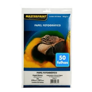 Masterprint A4 50 Folhas Papel Fotográfico 180g Brilho Cor Branco