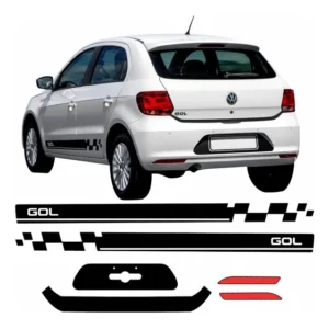 Kit Adesivo Vw Gol G6 Faixa Lateral Placa Lanterna Refletiva