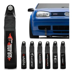 Tow Strap Hook Cinta Para Reboque Fita Esportiva Tuning Cor Cor Preto Com Bordado Turbo Detalhe Vermelho