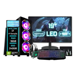 Pc Gamer Completo Intel I7 4ª 16gb Gtx 1650 4gb Ssd 240gb