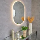 Espelho Decorativo Oval Com Led Frio De Parede De Banheiro E Sala Demoglass Led Frio - A 60 X L 40 - Imagem 4