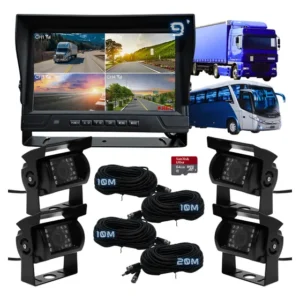 Kit Tela 9' Dvr Grava 4 Câmera 12/24v Auto Ônibus Hd 1080p