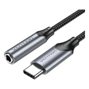 Adaptador fêmea Vention USB C para conector auxiliar de 3,5 mm, cor preta, 10 cm