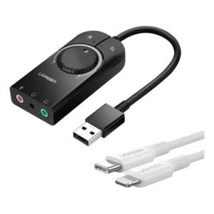 Adaptador Áudio Ext Ugreen 3em1 Usb 2.0 15cm + Cabo Ios