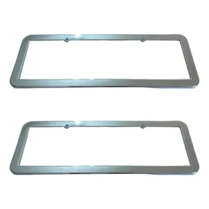 Moldura Suporte Placa Cromada Prata 365mm X 120mm Par Jogo