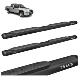 Estribo Lateral Oval S10 2001 2002 2003 Tubolar Preto Preto Fosco