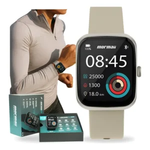 Relógio Mormaii Life Ultra Smartwatch Molifeuae/8d Prateado Prateado Liso Creme