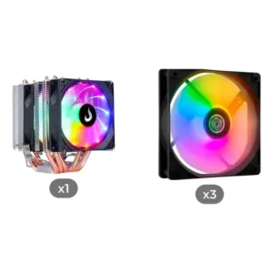 Kit Performance: Air Cooler Rgb Pwm Processador Intel Amd + 3 Ventoinhas 120mm Rainbow Molex