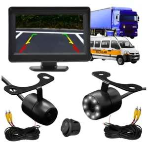 Tela Monitor Lcd Van Caminhão Ônibus 1 Câmera Ré + 1 Frontal