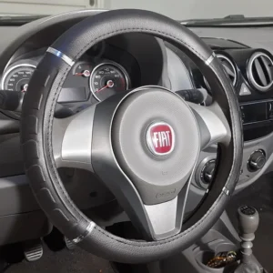 Capa De Volante Cromo Com Relevo Pvc Sintético P/ Argo Ford Preto