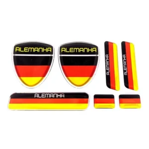 Kit Adesivo Emblema Bandeira Placa Coluna Alemanha Resinado
