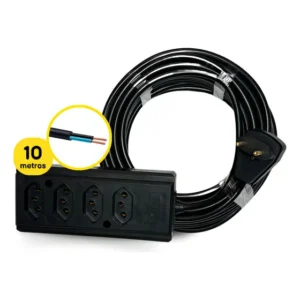 Extensão Elétrica Régua 4 Tomadas 10 Metros 10a/20a Pp 2x1.0