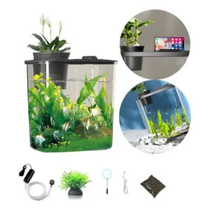 Aquário Betta 27x15x23cm 9l C/ Bomba De Ar + Itens + Led Branco Aquário Retangular 27x15x23cm