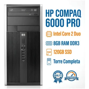 Cpu Hp Compaq 6000 Pro Core Torre 8gb 120gb Ssd 120 Gb 8 Gb Intel Hd Graphics (Recondicionado)