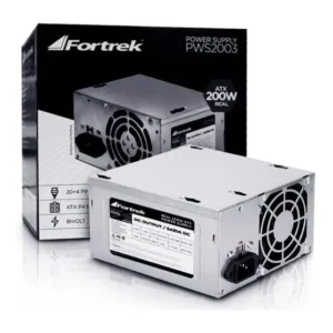 Fonte Atx 200w Reais 20+4p Pws-2003 Fortrek 450w Nominal Cinza