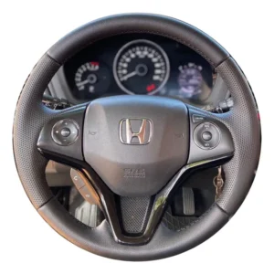 Capa De Volante Costurada Honda Hrv City Fit Premium Preto Volante Sem Revestimento De Fábrica